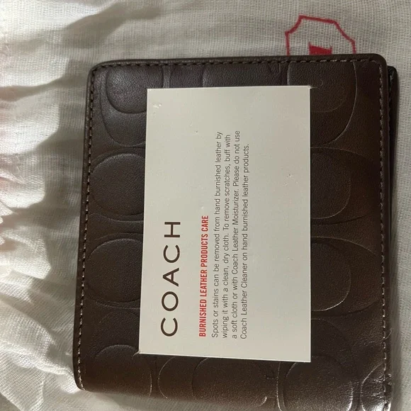 Coach Dark Brown Embossed Leather Wallet